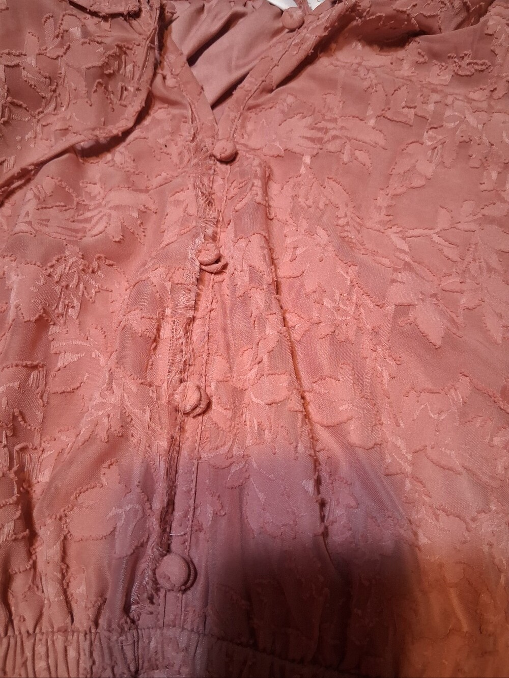 LC Lauren Conrad Pink Textured Long Sleeve Mini Dress Small Ruffle Elastic - Picture 10 of 12